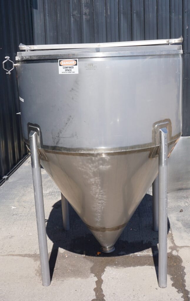 250 GALLON STAINLESS STEEL SINGLE SHELL CONICAL HOPPER - Zwirner ...